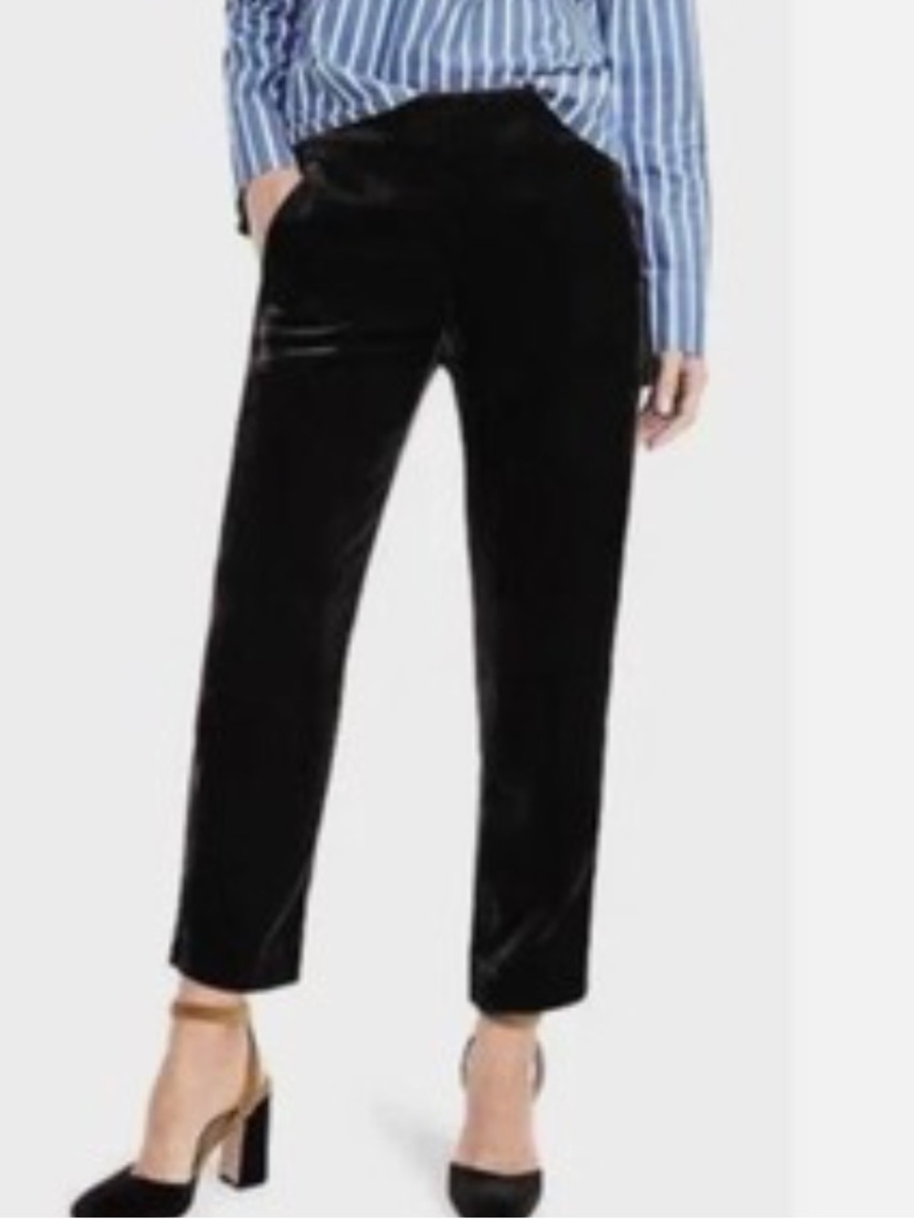 J.Crew Velvet Pants Jamie Pull On High Rise Crop Ankle New 6 Black